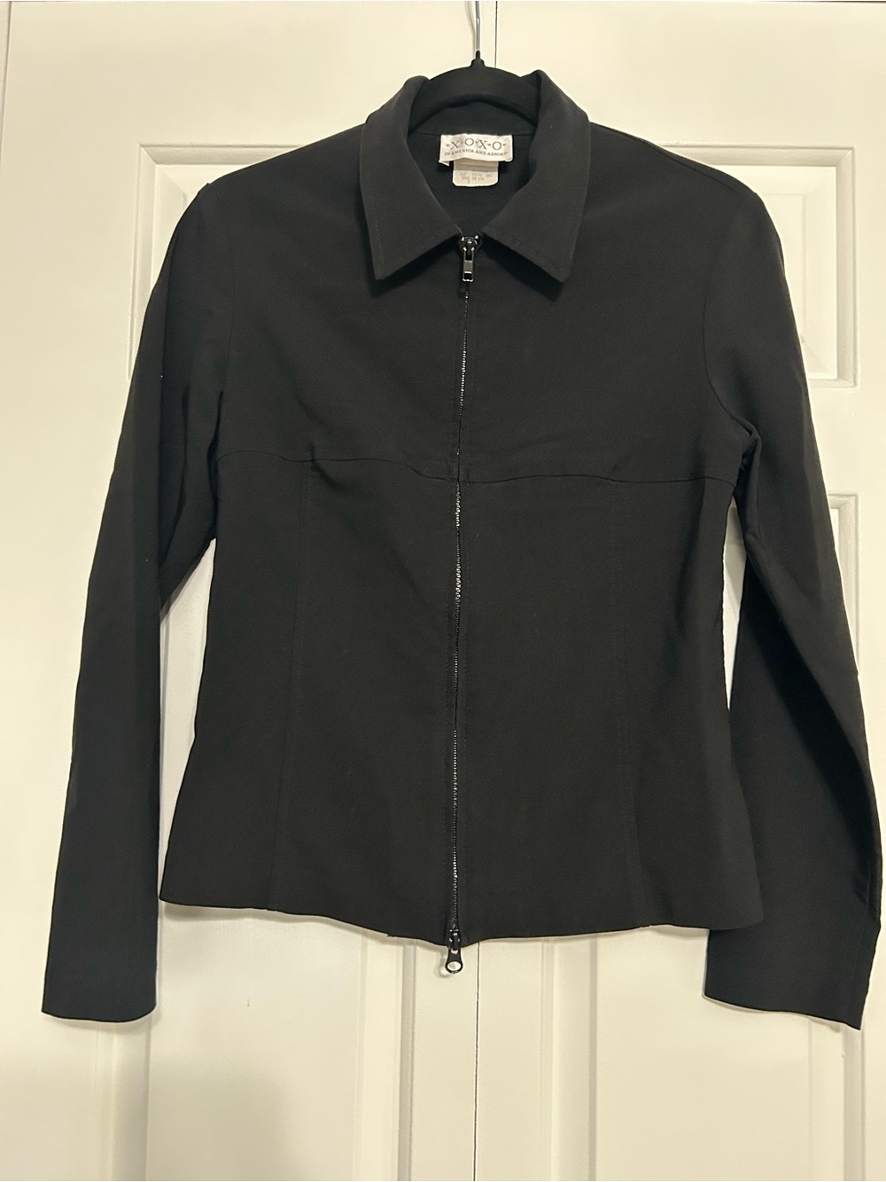 Vintage 90s XOXO Black Zip-Front Jacket - Size 5 - Made in USA Label